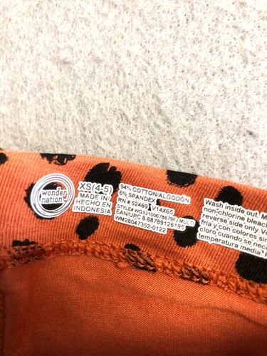 Wonder Nation Leggings Toddler Girls XS 4-5 Animal Print Orange Knit - Picture 3 of 4