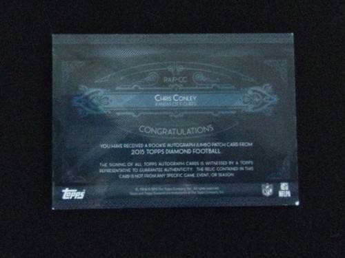 2015 TOPPS DIAMOND CHRIS CONLEY AUTOGRAPH LOGO PATCH #1/1 - Picture 2 of 2