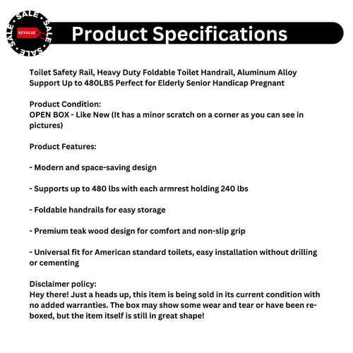 WC Sicherheitsgeländer Schwerlast Faltbar WC Handlauf Aluminium 480LBS Senior - Bild 2 von 13