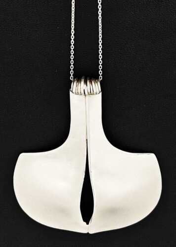 Scandinavian Modernist Xl Necklace Vintage Artisan Signed Sterling Unisex