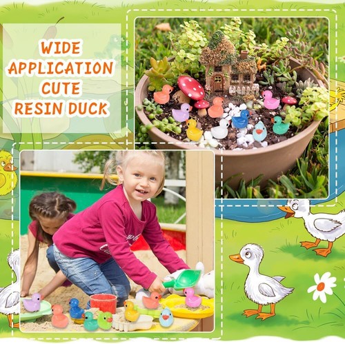 200Pcs Tiny Ducks 10 Colors Little Duck Figures Mini Resin Ducks Plastic Small M - Picture 5 of 11