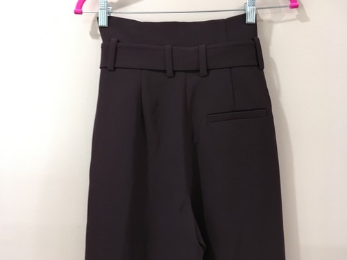 COS Belted Paperbag Pleated Wide Leg Culottes Pants Plum size 34 US XS - Picture 3 of 9