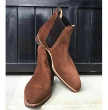 Men's Square Toe Suede Chelsea Boots, men dress ankle boots, formal boots mens