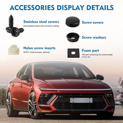 8 PIEZAS Para X1 EE. UU. Tornillos para matrícula de coche Tornillos de acero inoxidable Tapas Negro - Imagen 10 de 16