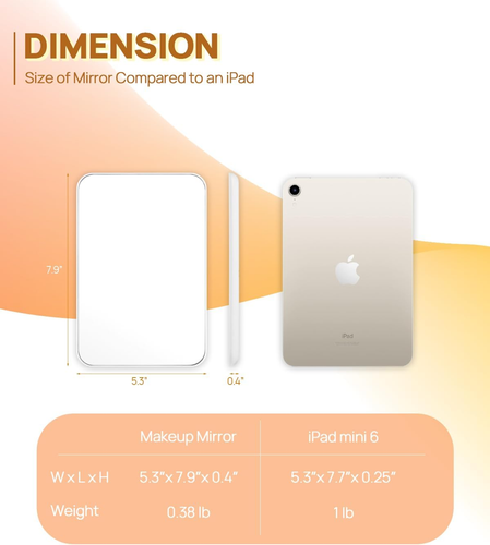 Desk Makeup Mirror, 8 X 5 Inches Table Mirror with Foldable Stand and Hanging Ho - Picture 2 of 6