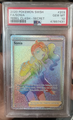 2020 Pokemon Rebel Clash #203 Full Art Sonia Secret PSA 10