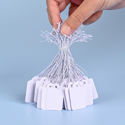 Garage Sale Price Tags Size #5 Blank White Merchandise Hang String Strung US - Picture 6 of 24