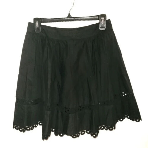 Forever 21 Black Eyelet Trim A-Line Flared Skirt Juniors Sz M Gift Twee Vacation