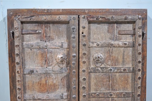 Antique Wooden Wall Décor Big Heavy Window Panel With Frame Fine Metal Fitted - Picture 4 of 6