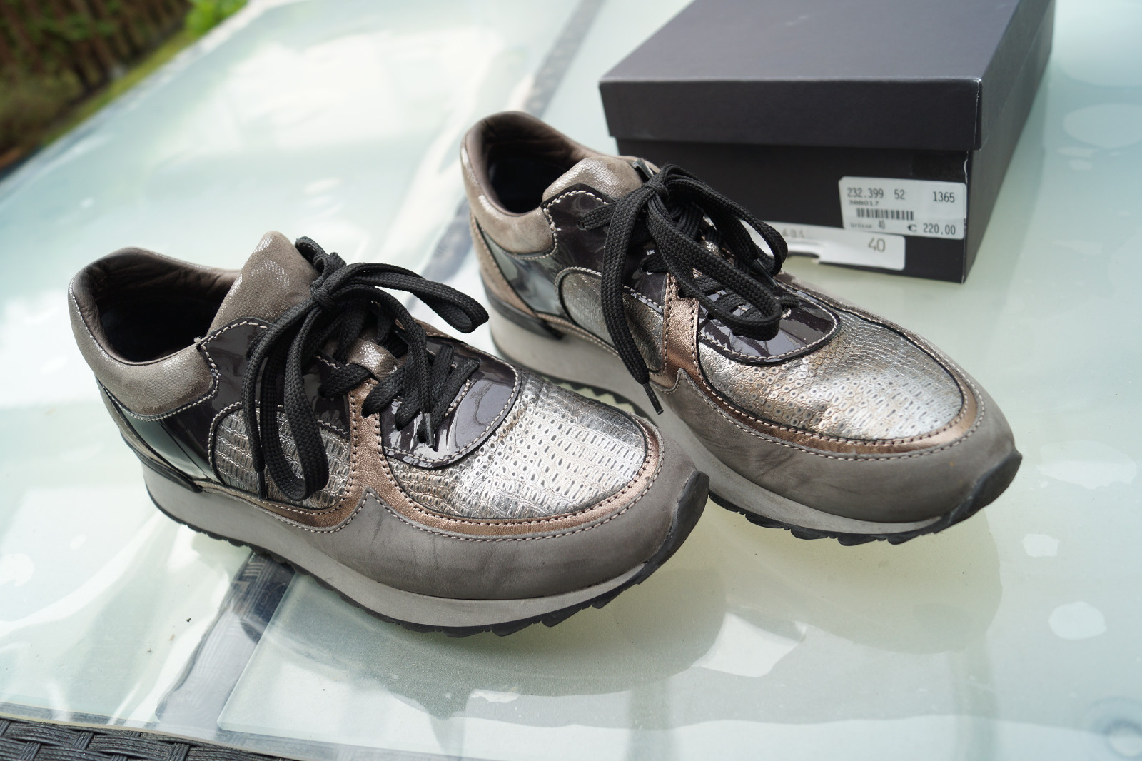 ANDREA MANUELI Damen Schuhe Sneaker Laufschuhe Gr.40 glanz silber grau Leder TOP ANDREA MANUELI Damen Schuhe Sneaker Laufschuhe Gr.40 glanz silber grau Leder TOP