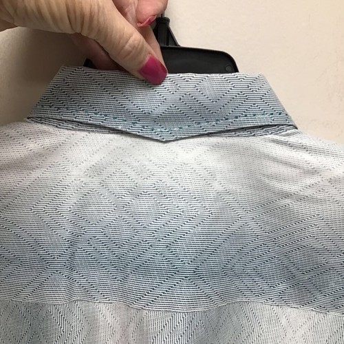 H2O Collection Mens Button-Up Shirt Blue Geometric Long Sleeve Spread Collar 2XL - Picture 7 of 10