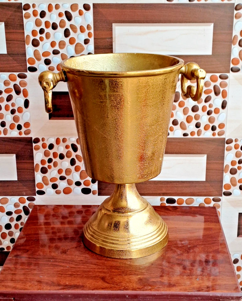 Cubo de champán dorado de pie aspecto envejecido enfriador de vino regalo de hielo Foto 3 de 4