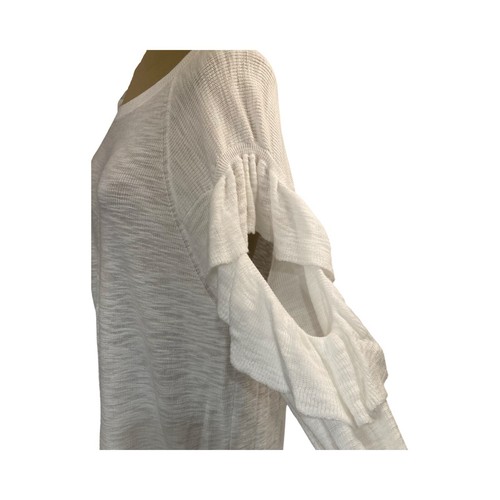 Express Womens Ruffle Sleeve White Sweater #400326 Size M Open 3/4 Sleeve NWT - Picture 4 of 12