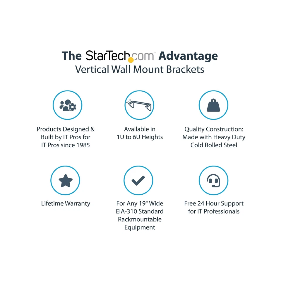 Soporte de panel de conexión de montaje en pared StarTech.com 6U – 19 pulgadas – acero - versión Foto 3 de 4