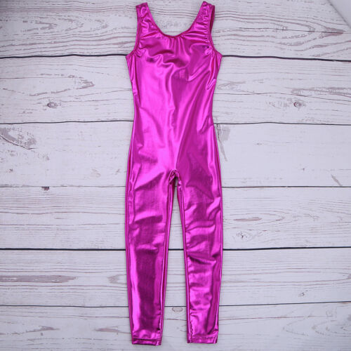 Mädchen Glänzend Ganzanzug Einteiler Overall Gymnastik Body Trikot Tanz Kostüm - Bild 63 von 190