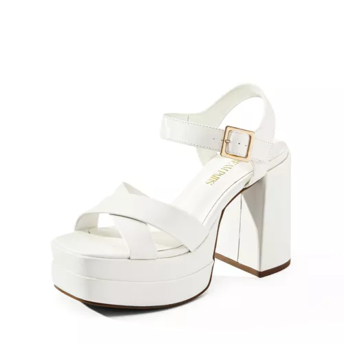 Women Heel Sandals Y2K Platform Chunky Block Ankle Strap Open Toe Party Sandals - Picture 10 of 30