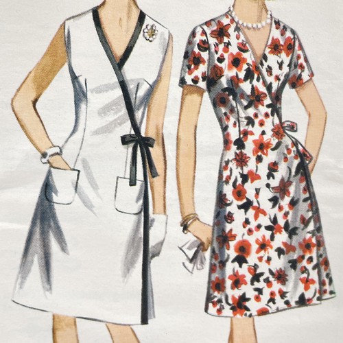 Butterick 3893 Wrap Dress with V Neck Misses Size 16 Vintage Sewing Pattern - Picture 4 of 9