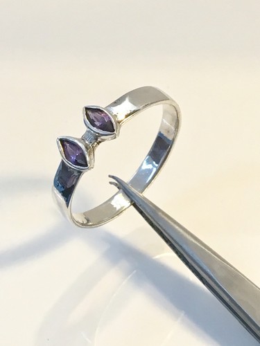 925 Sterling Silver Ring With Two Marquise Cut Stone, Size 9 - Picture 2 of 4