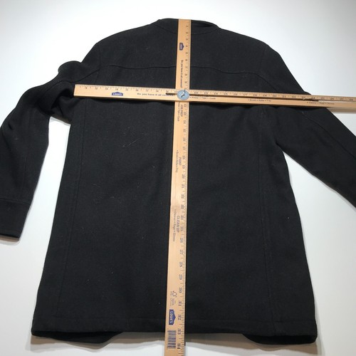 Alfani Fitted Coat Jacket Mens Size M Black Button Front Wool Blend Pockets - Picture 12 of 14