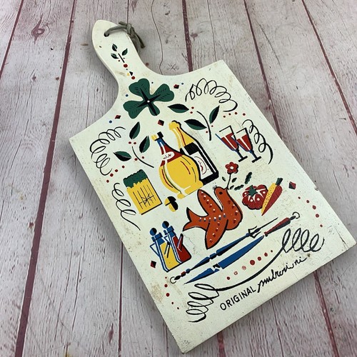 Set Of 3 Vintage Hand Painted Wood Cutting Boards Fish Wine Fruit Artist Signed - Picture 3 of 7