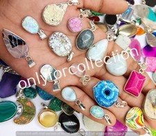 Moonstone Mix Gemstone 925 Sterling Silver Plated Handmade Bezel Pendant