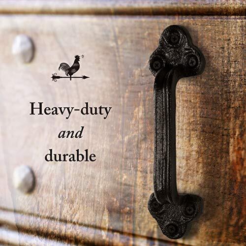 Large Rustic Gate Handles set Of 2 Black Farmhouse Cast Iron Metal Grab Bar Ba - Picture 5 of 9