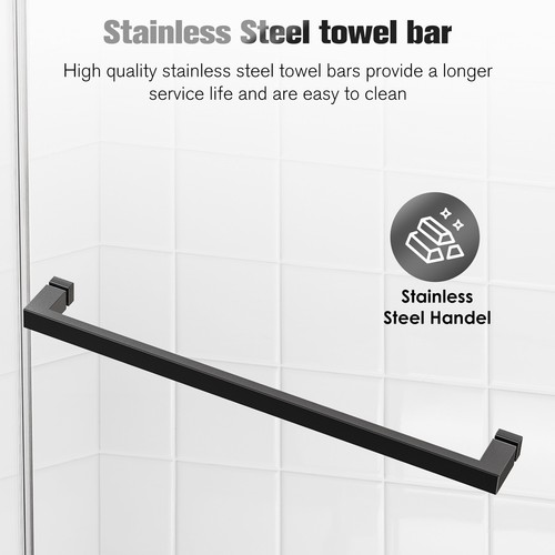 (56-60)''x76'' Frameless Double Sliding Shower Door, 10mm SGCC Tempered Glass - Picture 4 of 9