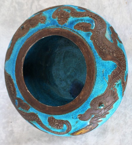 Wony Ltd MCM Turquoise Ceramic Chinese Dragon Incense Burner Italian Repro Rare - Picture 5 of 12