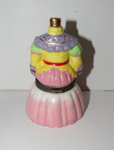 HELLE FARBEN VIKTORIANISCHES PORZELLAN SCHAUFENSTERPUPPE KLEID FORM TRINKET BOX - Bild 3 von 8