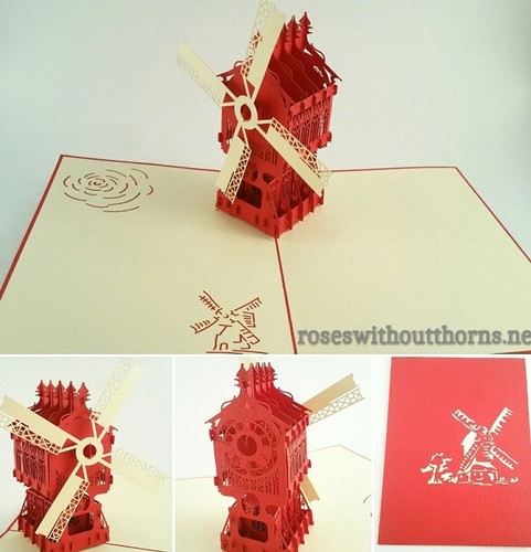 WINDMILL pop-up greeting card (beautiful & unique gift/decor/art) - Picture 2 of 2