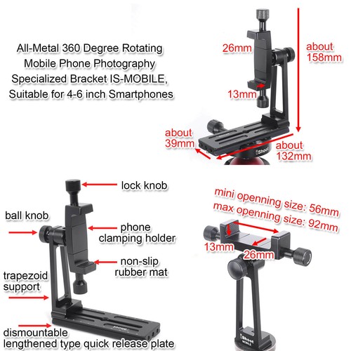 Macro Focusing Rail Slider y soporte de teléfono para cámara MILC trípode cabeza esférica teléfono - Imagen 4 de 12