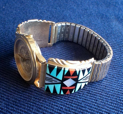 ZUNI Herren 14k Uhr Armband Ninibah Tlaquepaque Village Sedona - Bild 3 von 11