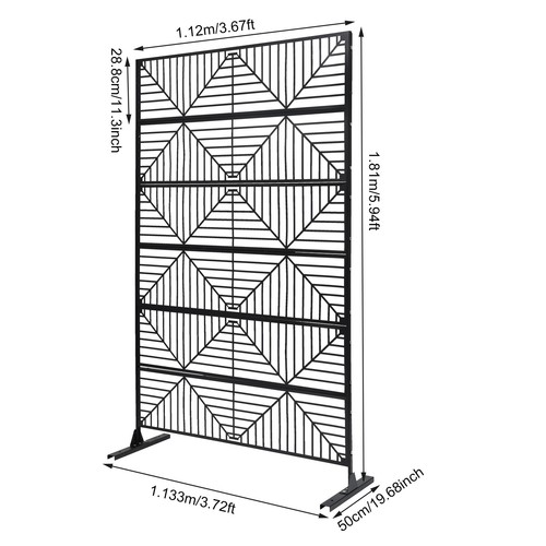 Black Metal Privacy Fence Screen Outdoor Privacy Screens and Panels For Patio - Picture 8 of 17