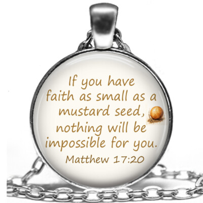 Matthew 17:20 Mustard Seed Necklace Bible Verse Scripture Artisan Religious  Gift