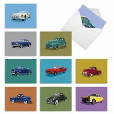 10  All Occasion Blank Cards Assortment - Vintage Vehicles M4182OCB-B1x10