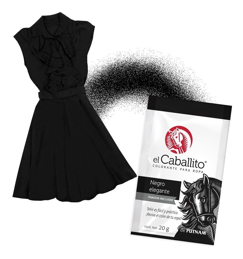 colorante o pintura para ropa EL CABALLITO de  ARABELA color NEGRO ELEGANTE 