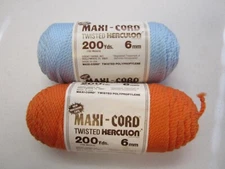 Maxi-Cord Twisted Herculon 2 Skeins 6mm Orange Blue 200 Yds Each Macrame