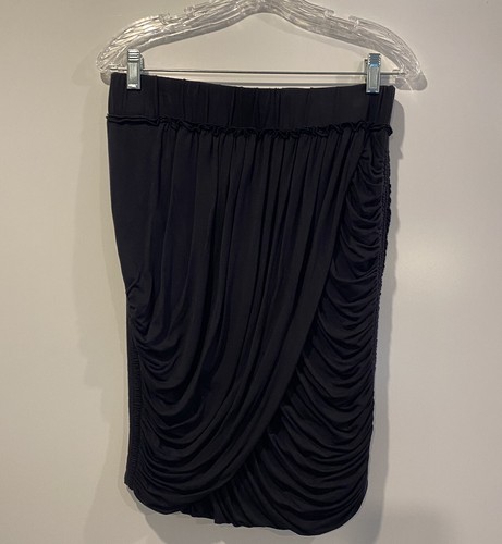 Magaschoni Collection Black Draped Pleated Ruched Skirt Formal Womens Small (94)