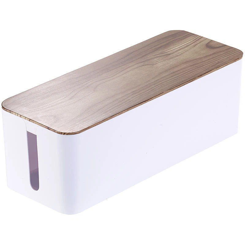 Callstel Kabelbox groß, 39 x 15,5 x 14 cm, in Nussbaum-Holzoptik mit Gummifüßen - Bild 2 von 4