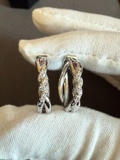 David Yurman Diamond 18k White Gold Continuance Earrings
