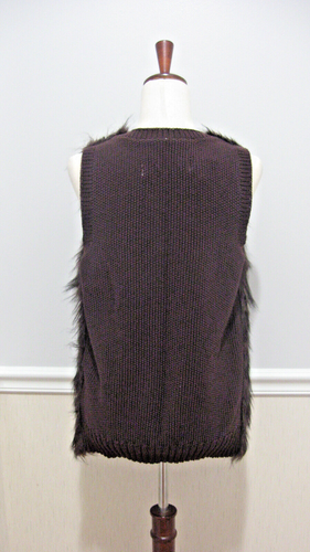 Shaggy Faux Mink Fur Vest sz M Burgundy Brown - Picture 6 of 11