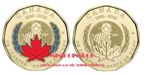 Canada 2020 Special $1 Loonie 75th Ann Signing Of The United Nations Charter Set - 第 1/1 張圖片