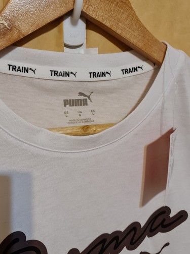 Puma Women's T Shirt Size L White Big Logo Graphic Cotton NEW/Tags Free Postage - Bild 3 von 6