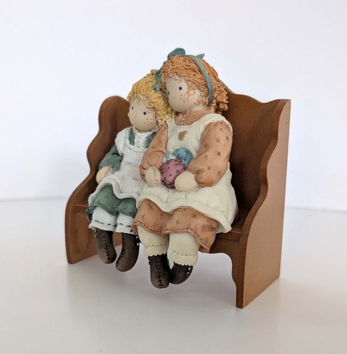 VINTAGE 1997 Priscilla Hillman Two Girls Sitting On Bench Double Figurine NEW - Picture 5 of 7