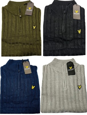 LYLE AND SCOTT LONG SLEEVE BRAND NEW CABLE KNIT CLASSIC QUARTER ZIP JUMPER