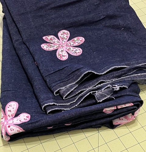 2+Yards of Lightweight Denim With Embroidered Flowers! For Clothes, Quilts &More - Picture 3 of 5