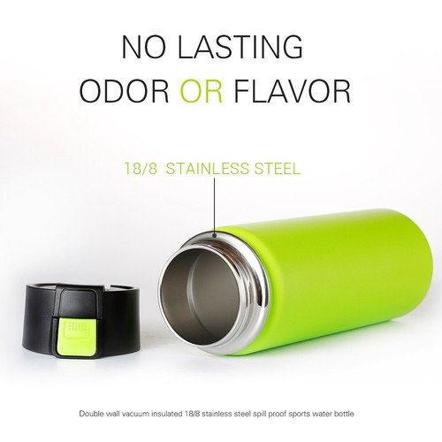 Stainless Steel Wide Mouth Sports Water Bottle Leak Proof Travel Mug - 20oz - Picture 23 of 26