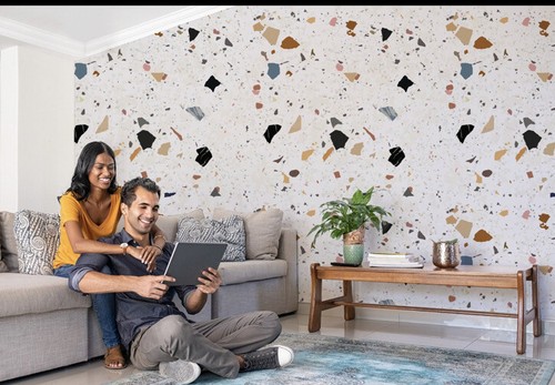 Terrazzo Pattern Colorful Stone Wallpaper Peak Modern Peel Stick Self Adhesive - Picture 3 of 10
