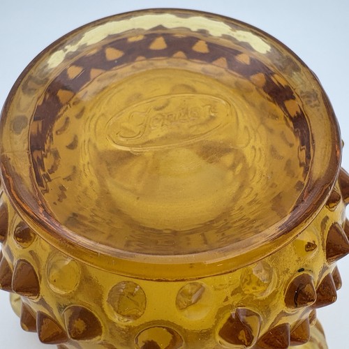 Fenton Marked Votive Candle Holder Small Amber Marigold Hobnail Ruffled Glass - Picture 4 of 5