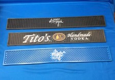 Lot Of 3 EL MAYOR MILAGRO TEQUILA TITO'S VODKA Rubber Bar Runner Rail Spill Mat 